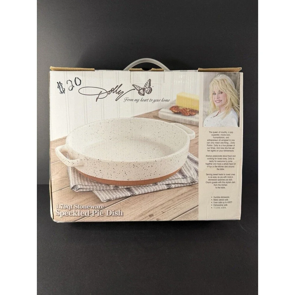 Dolly Parton Stoneware Collection New 1.79 qt Speckled 9 inch Pie Cooking Dish